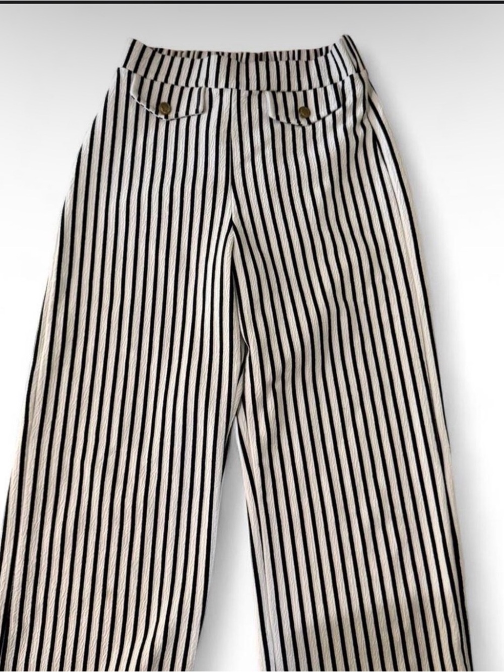 Zara Black and White Vertical Stripe Formal Pants - Kids
